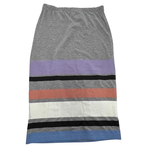 ASOS Skirt Womens US 8 UK 12 Gray Multicolor Striped Stretch Pull On Casual Midi - Picture 1 of 9